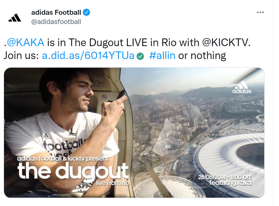 tweet von adidas football, screenshot