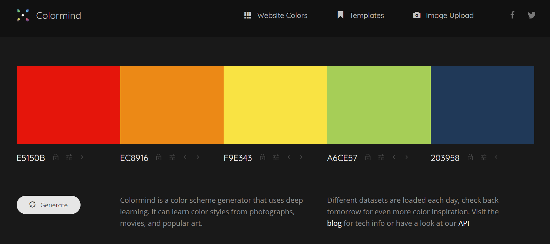 Colormind es un generador de paletas de colores que puedes usar de forma gratuita y desde tu ordenador.