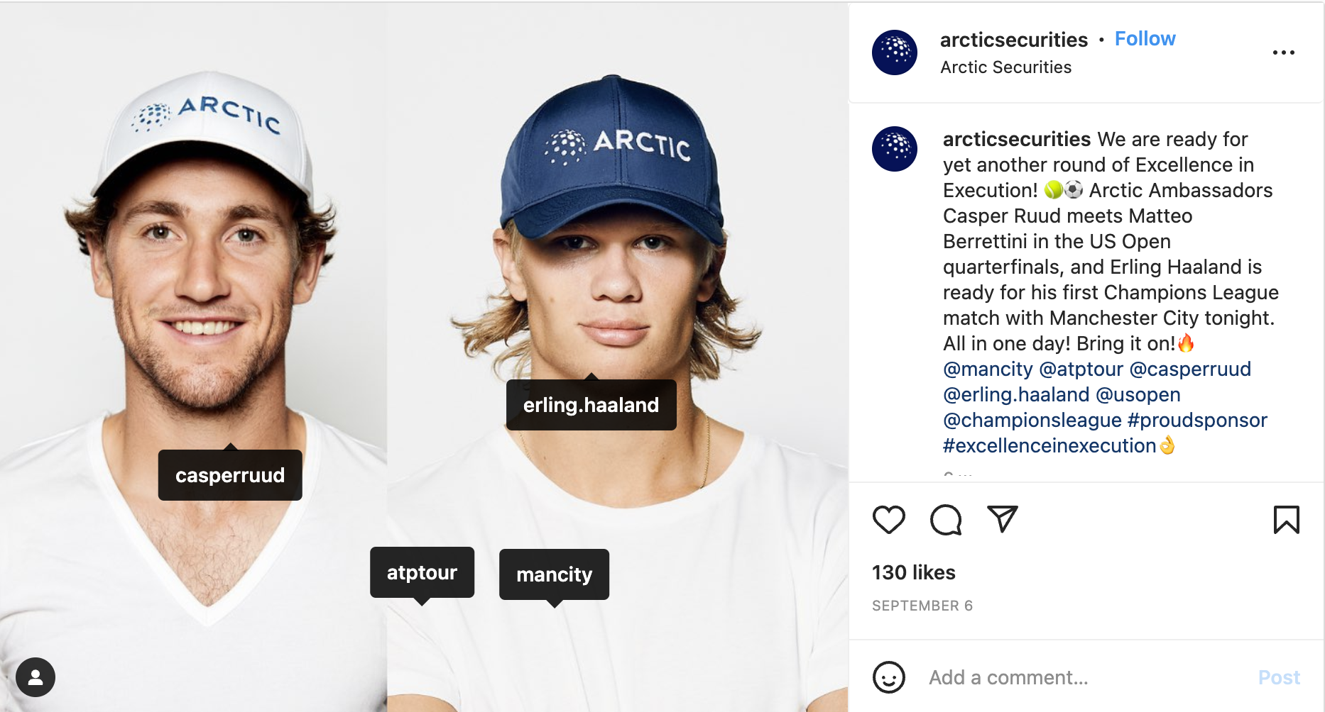 captura de pantalla de cuenta de instagram de arctic group con casper ruud
